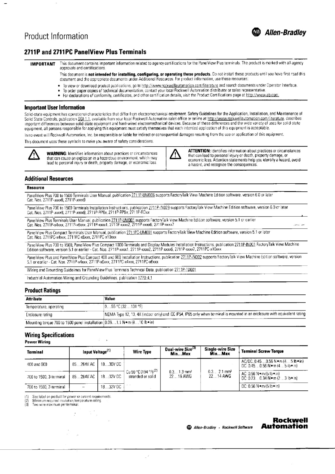 A-B 2711P Technical Documentation
